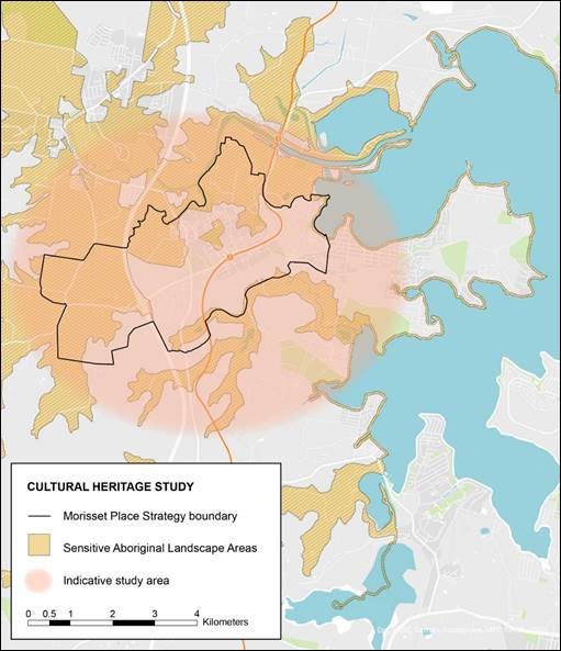 Proposed Study Area with Sensitive Aboriginal Landscape Areas Layer and the Morisset Place Strategy Boundary
